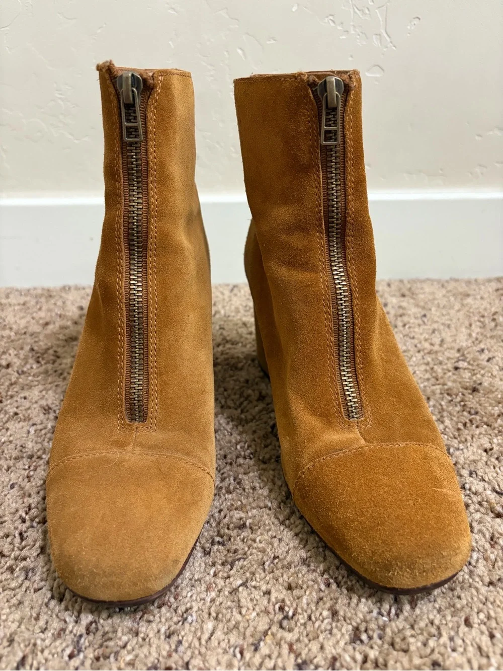 Madewell The Amalia Zip Boot in Suede Heels Equestrian Brown Size 7.5